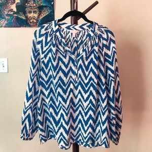 Lily Pulitzer Silk Purple Chevron Blouse